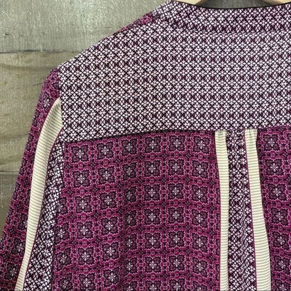 NYDJ Scarf Print Split Neck Blouse - Picture 8 of 13